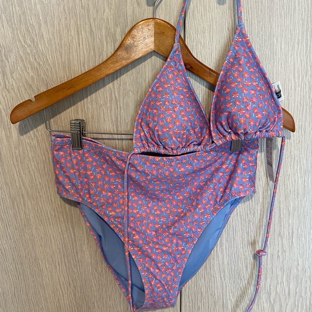 J. Crew Purple Floral Triangle Bikini Set